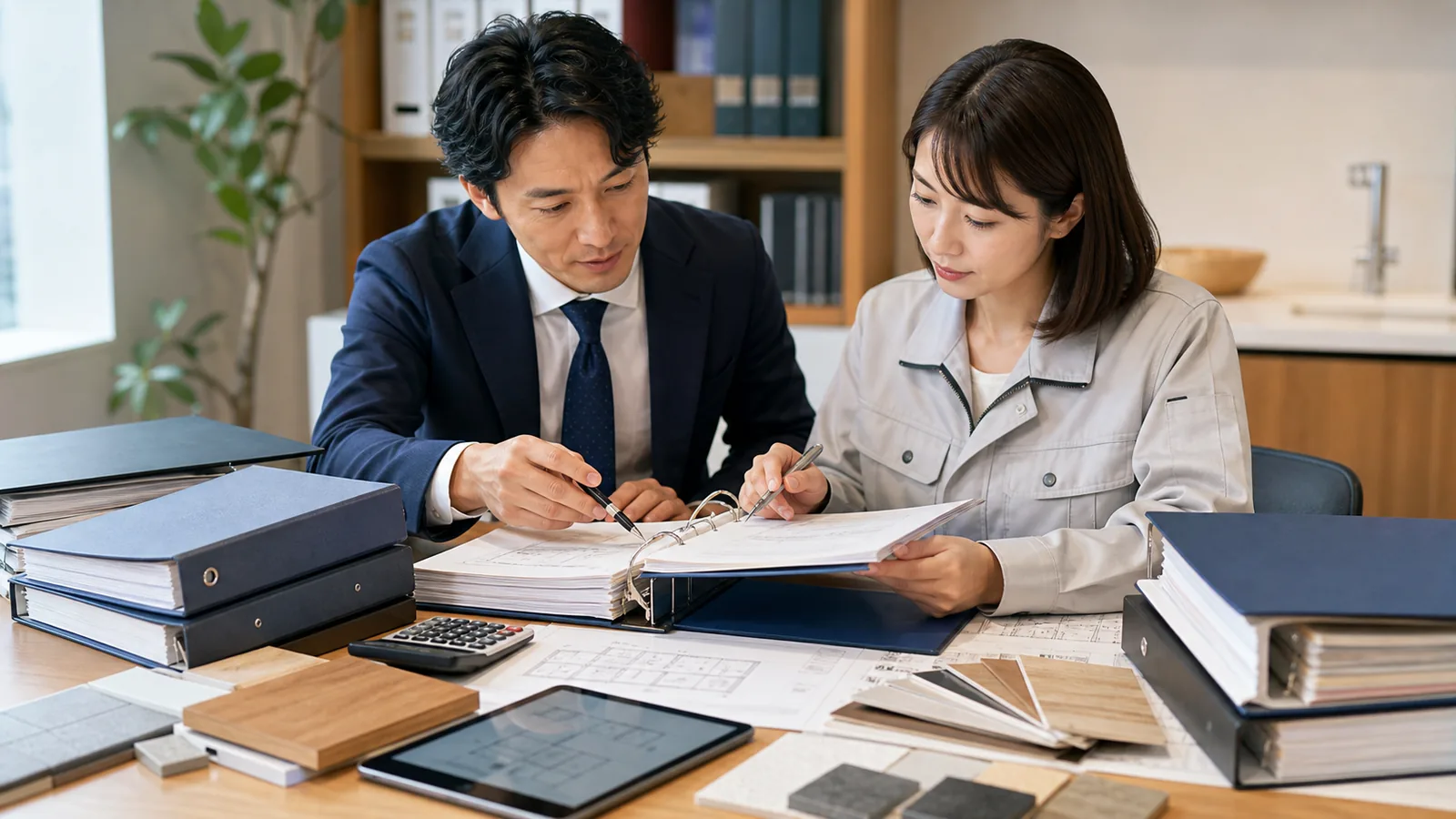 図面や契約資料を確認するリフォーム会社M&Aの詳細確認