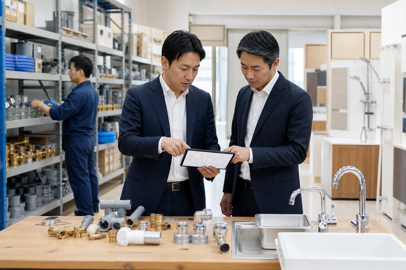 マニックス買収の9.5%から100%への持分変化と住宅設備商流を確認する担当者